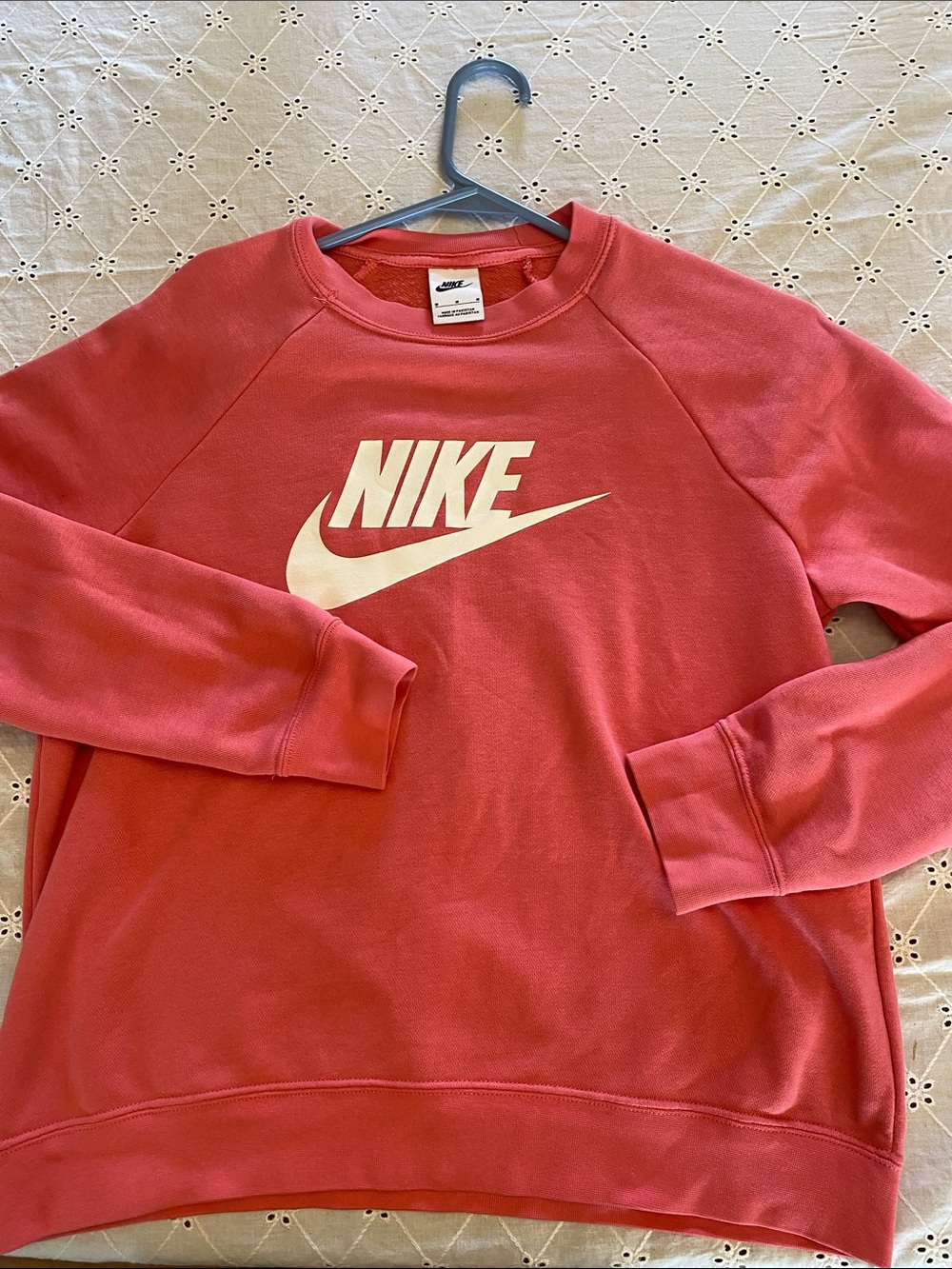 Nike Coral Crewneck Sweatshirt with White Swoosh